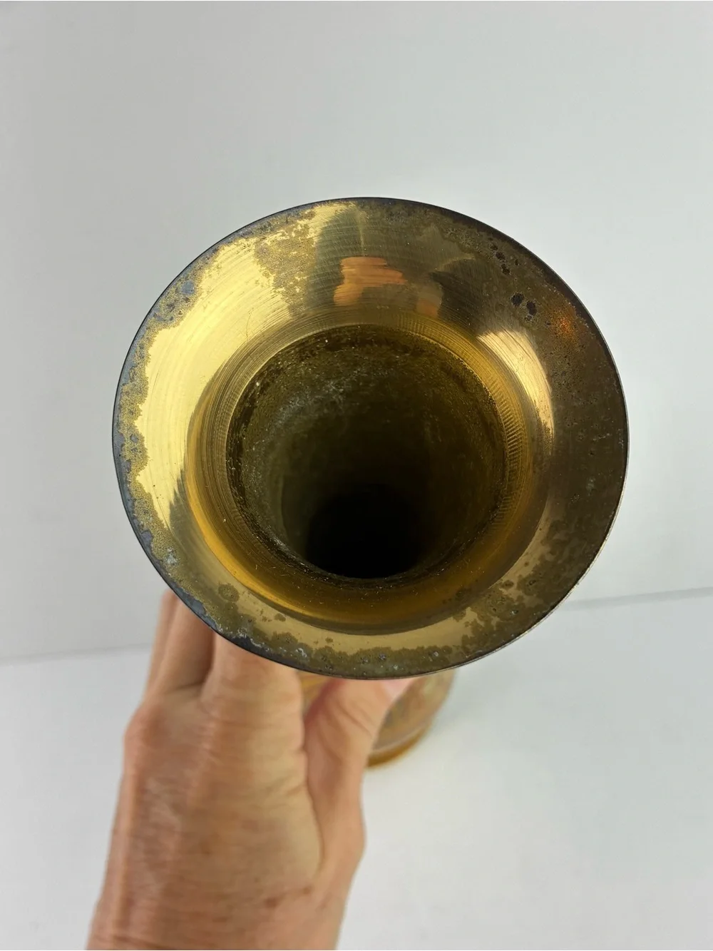 Brass Hand Crafted Etched Brass Vase Made in India